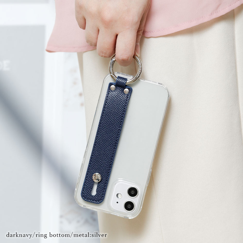 Coque transparente en cuir végan couleur basique avec poignée, coque arrière pour la série iPhone