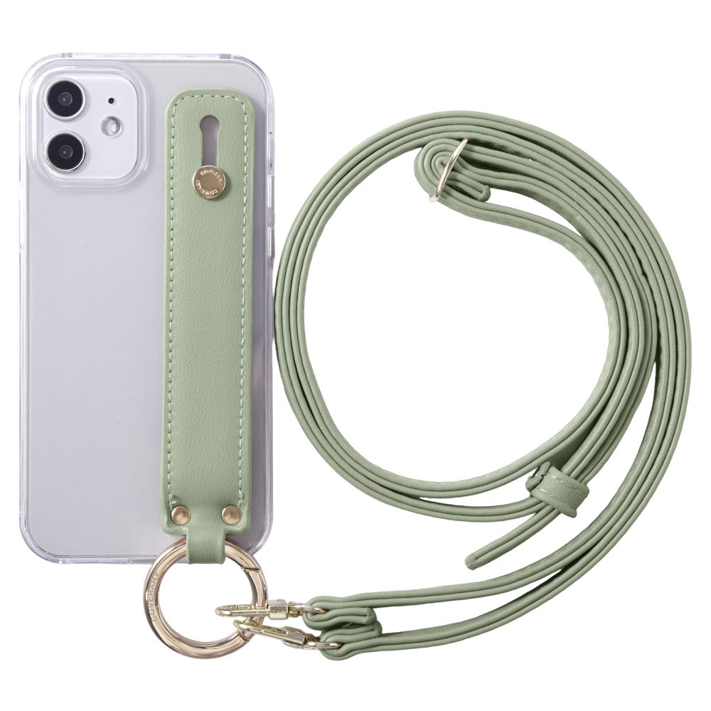 Clear case vegan leather muted pastel with hand belt & shoulder strap back case Google Pixel series