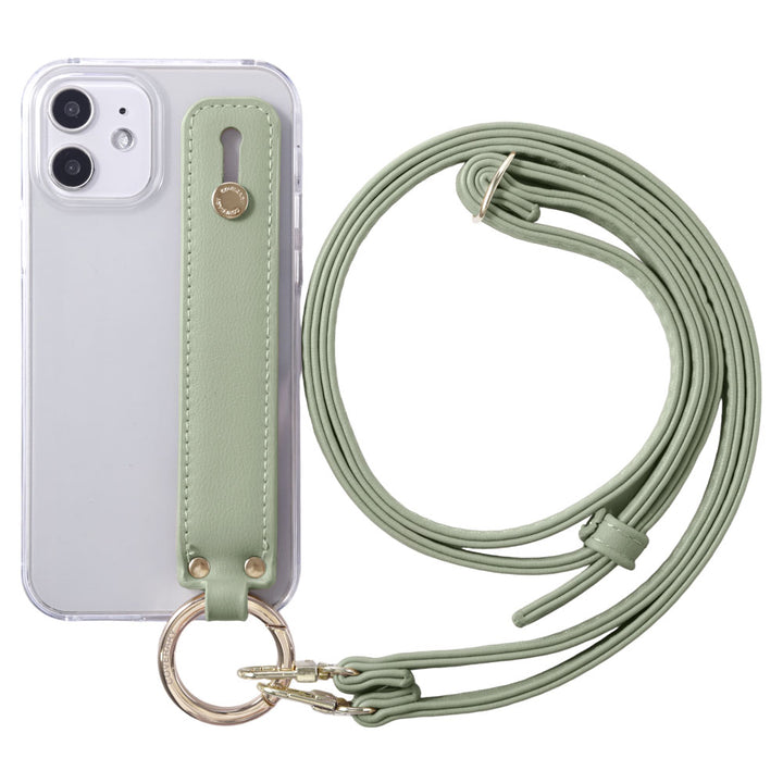 Clear case vegan leather muted pastel with hand belt & shoulder strap back case Google Pixel series