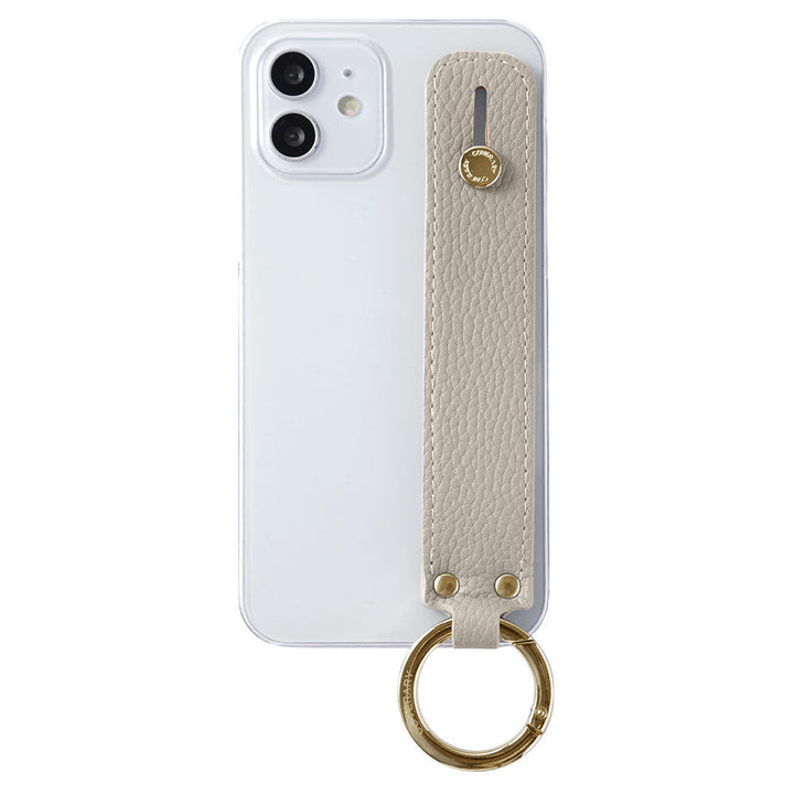 Clear case with textured finish, smoky color, with hand belt, back case for iPhone series