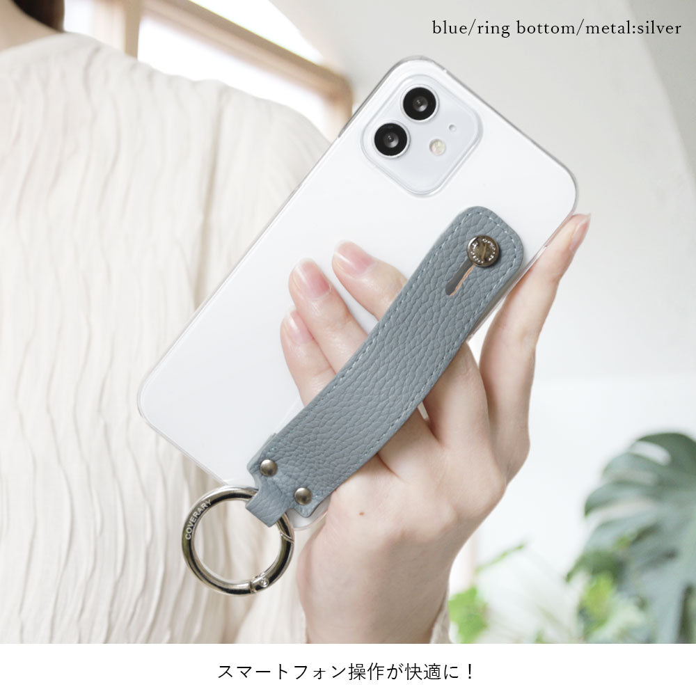 クリアケース シボ加工 スモーキーカラー ハンドベルト付き 背面ケース Xperiaシリーズ