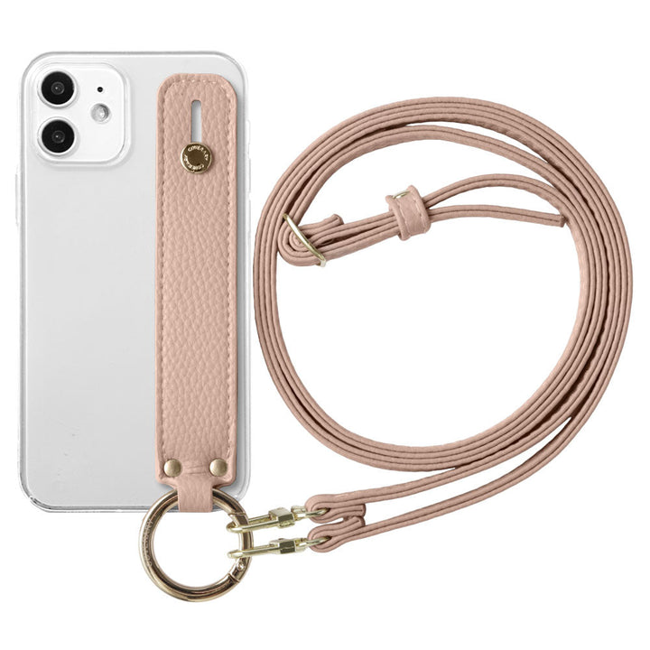 Clear Case Vegan Leather Grain Processing Dusty Color With Hand Belt & Shoulder Strap Back Case AQUOS Series