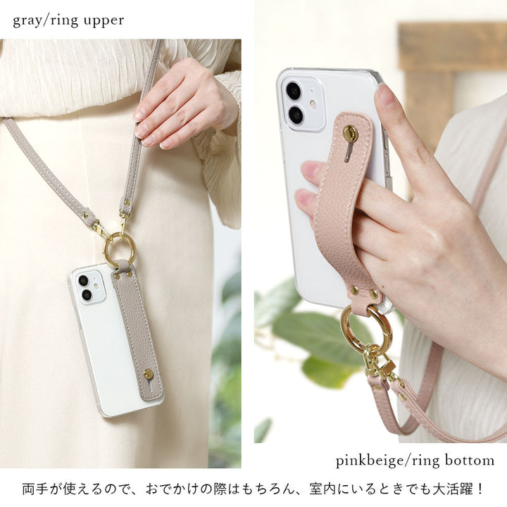 Clear Case Vegan Leather Grain Processing Dusty Color With Hand Belt & Shoulder Strap Back Case Google Pixel Series