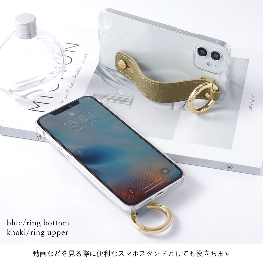 Clear Case Vegan Leather Grain Processing Dusty Color With Hand Belt & Shoulder Strap Back Case AQUOS Series