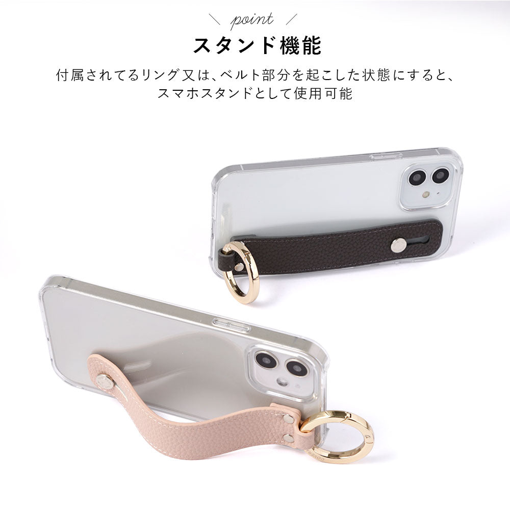 Clear case vegan leather textured with hand belt & shoulder strap attached back case