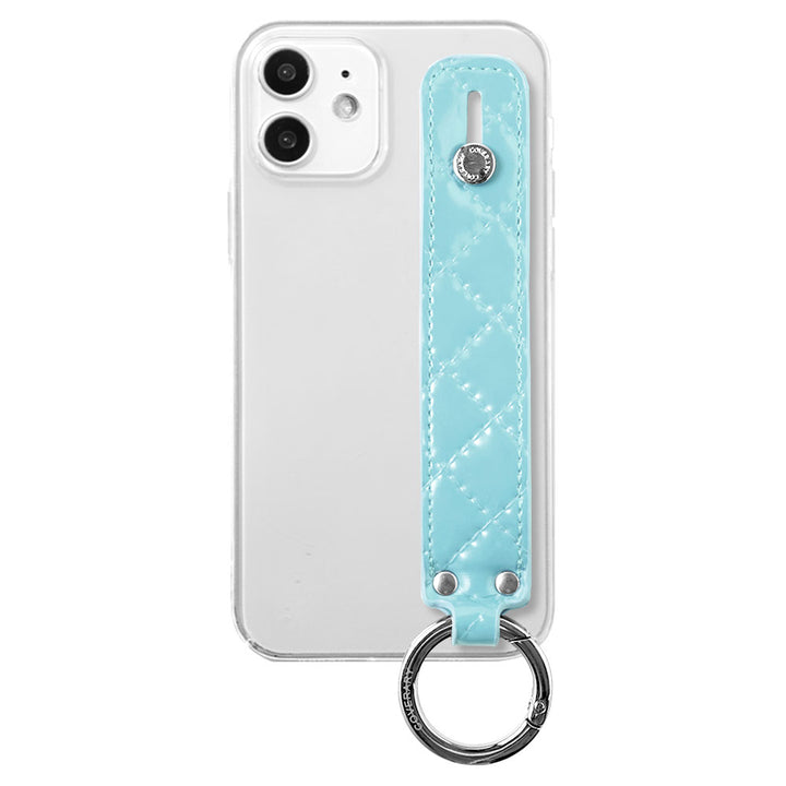 Clear case vegan leather quilted with hand strap back case