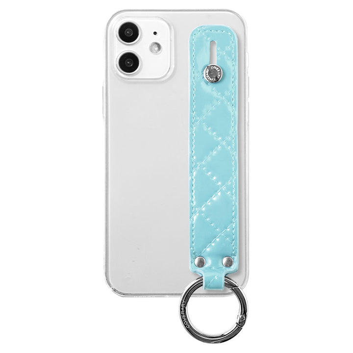 Clear case vegan leather quilted with hand belt back case Galaxy series