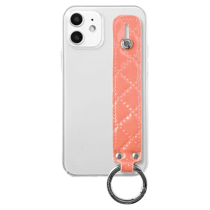 Coque transparente en cuir végan matelassé avec poignée à main, coque arrière pour la série iPhone