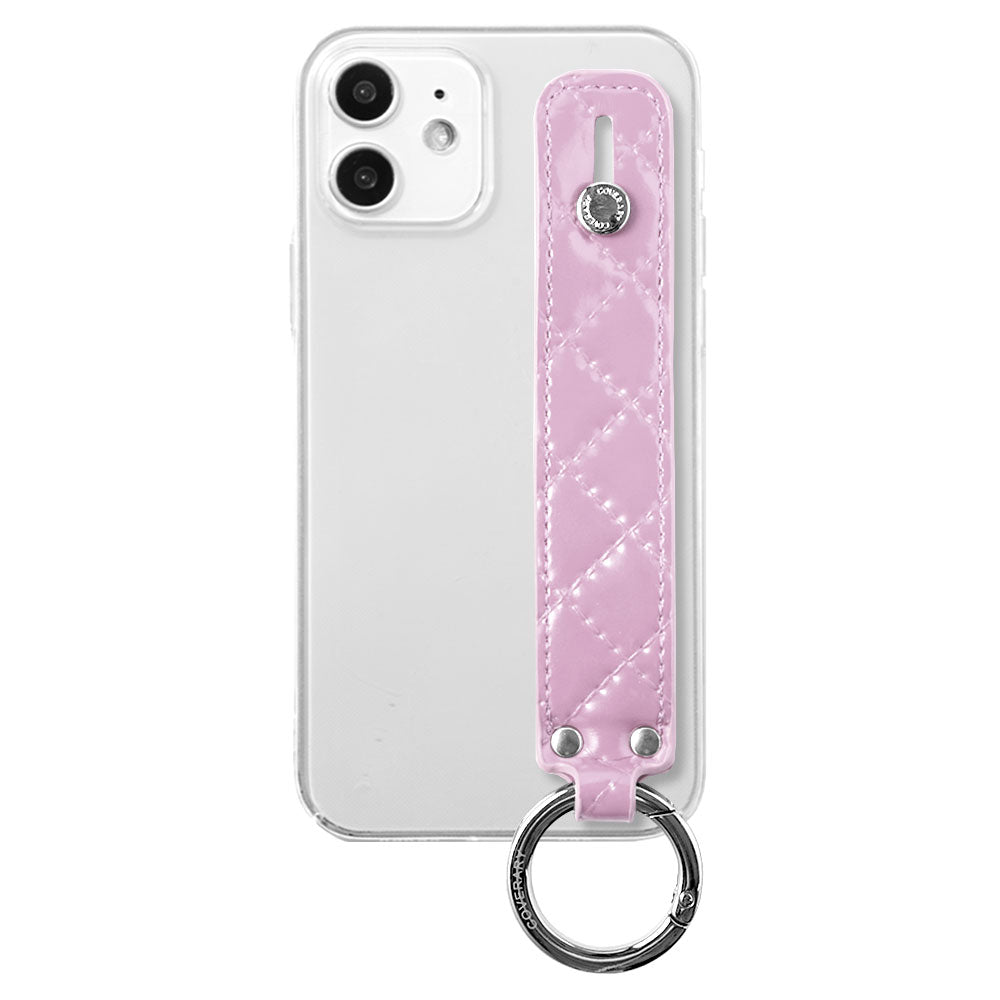 Coque transparente en cuir végan matelassé avec poignée à main, coque arrière pour la série iPhone