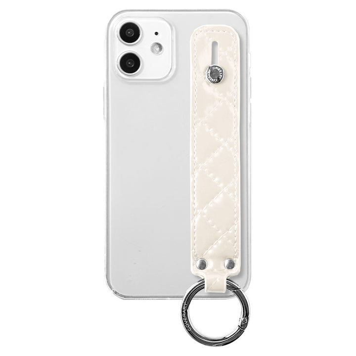 Clear case vegan leather quilted with hand strap back case