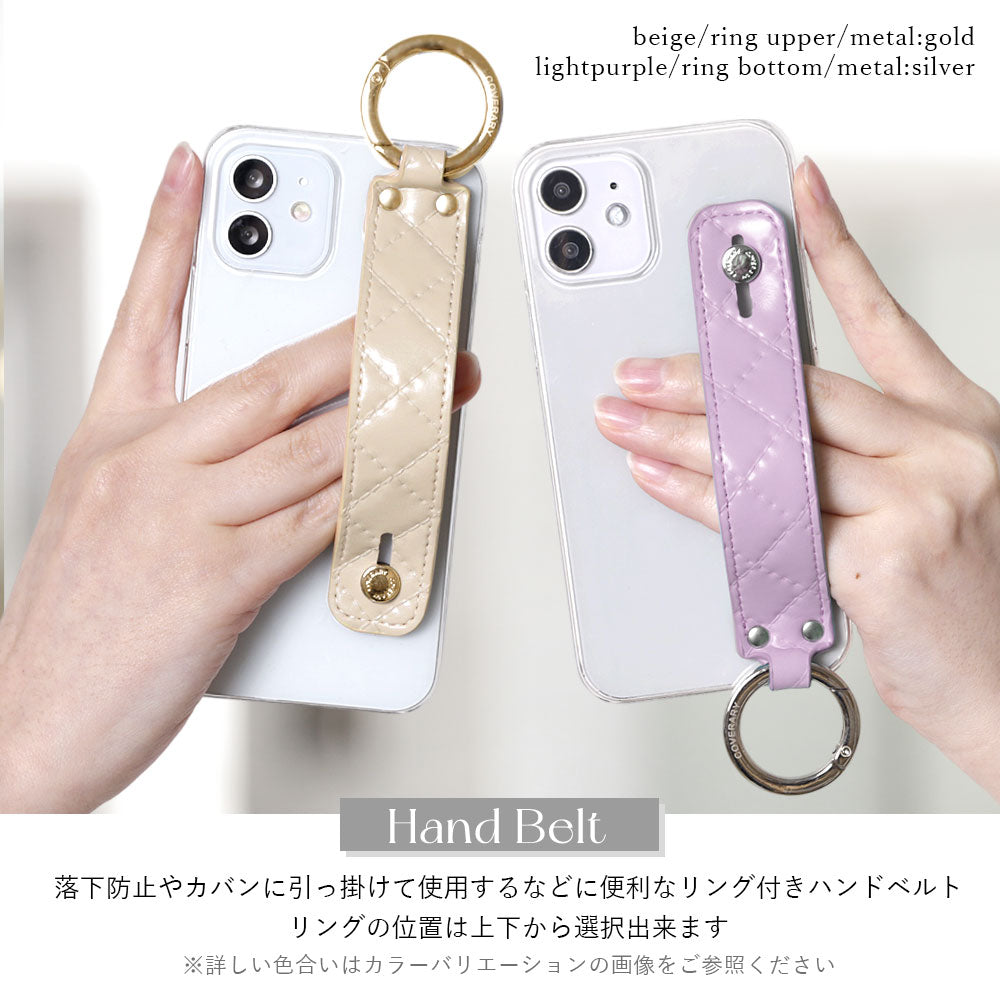 クリアケース ヴィーガンレザー キルティング ハンドベルト付き 背面ケース Xperiaシリーズ