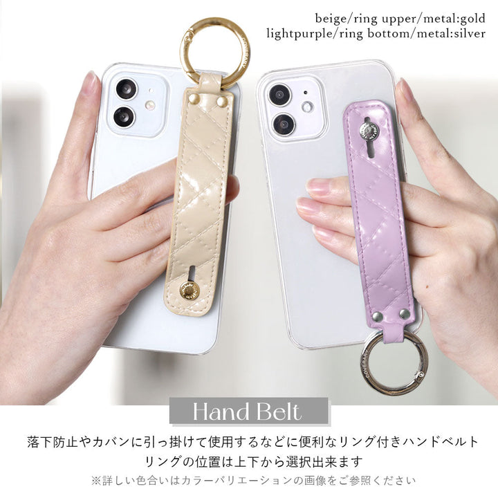 Coque transparente en cuir végan matelassé avec poignée à main, coque arrière pour la série iPhone