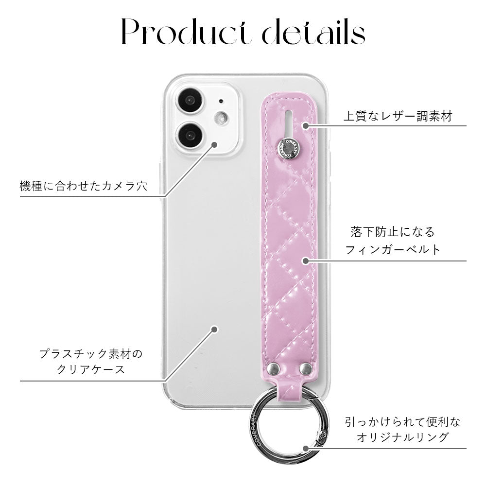 Clear case vegan leather quilted with hand belt back case Galaxy series