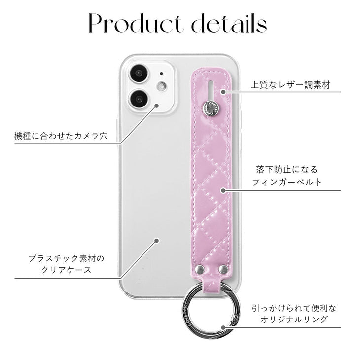 Clear case vegan leather quilted with hand belt back case Galaxy series