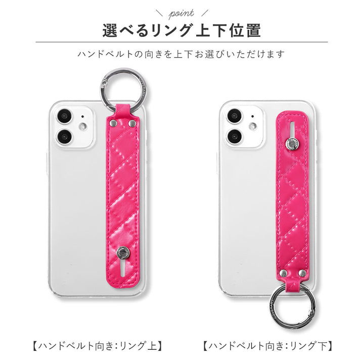 Clear case vegan leather quilted with hand strap back case