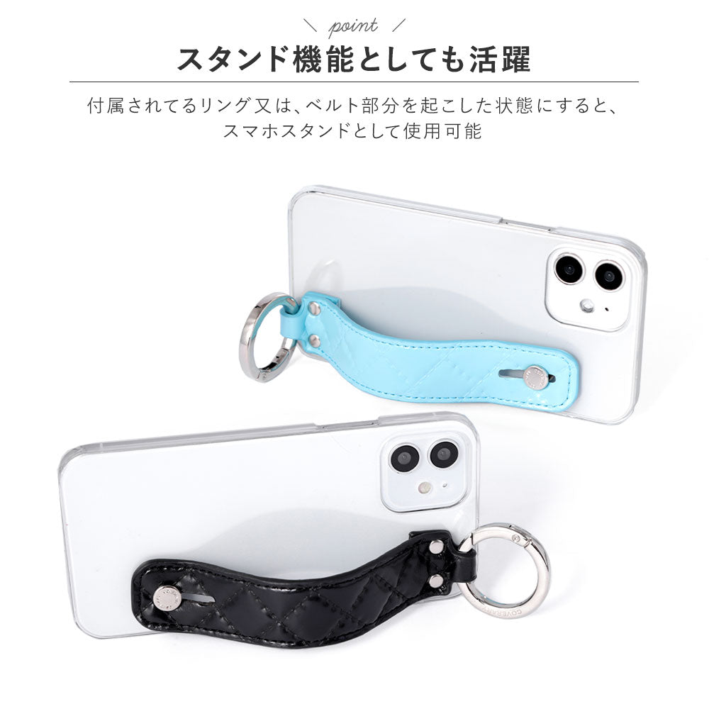 Coque transparente en cuir végan matelassé avec poignée à main, coque arrière pour la série iPhone
