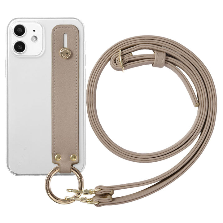 Clear case vegan leather smooth fabric muted color with hand belt & shoulder strap back case for Google Pixel series