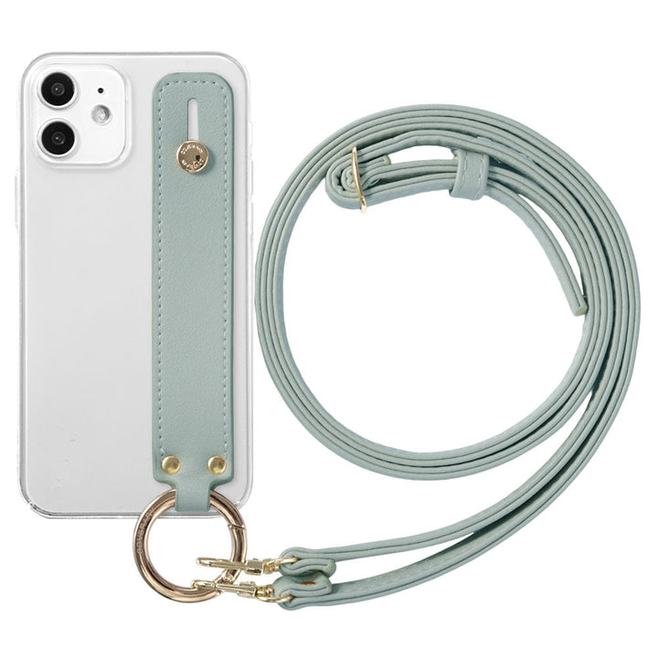 Étui transparent en cuir végan tissu lisse couleur terne avec poignée et bandoulière pour la série AQUOS