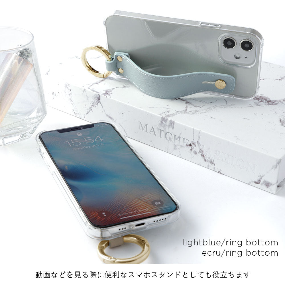Étui transparent en cuir végan tissu lisse couleur terne avec poignée et bandoulière étui arrière pour série iPhone
