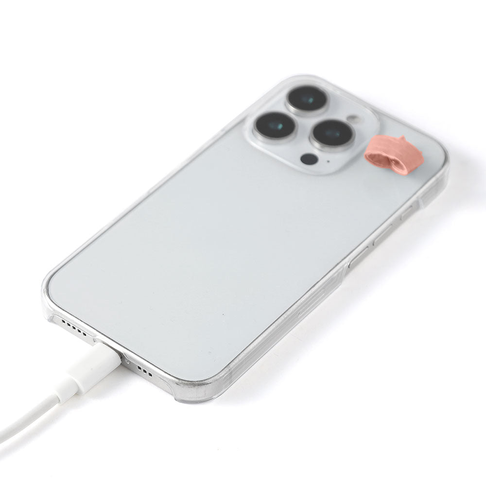 Étui transparent en cuir véritable 32 couleurs cuir italien grainé avec porte-charm simple arrière