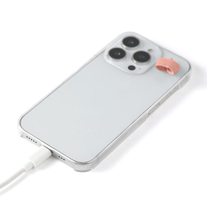 Étui transparent en cuir véritable 32 couleurs cuir italien grainé avec porte-charm simple arrière