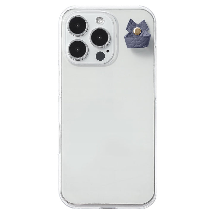 Étui transparent en cuir véritable 32 couleurs cuir italien grainé avec porte-charm simple arrière