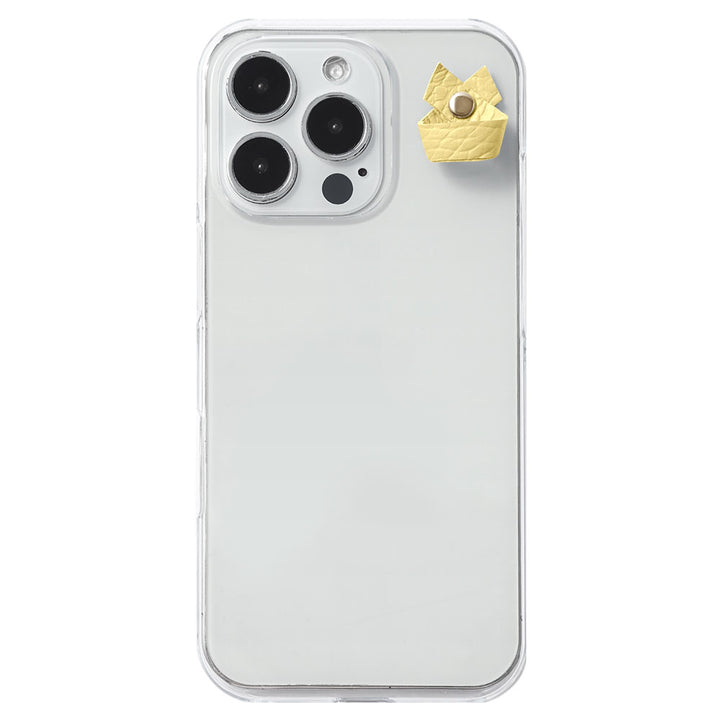 Étui transparent en cuir véritable 32 couleurs cuir italien grainé avec porte-charm simple arrière