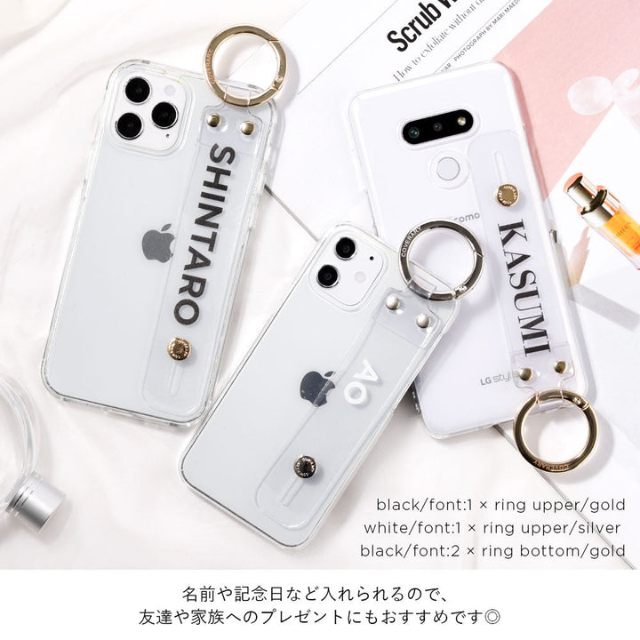 Clear case with printed message & hand belt, back case for AQUOS series