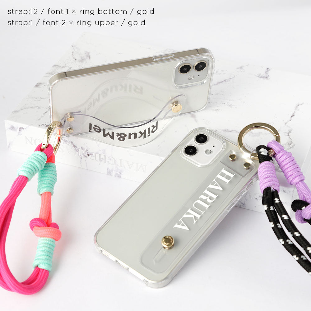 Clear case with printed message, colorful hand strap & hand belt included, back case for Galaxy series