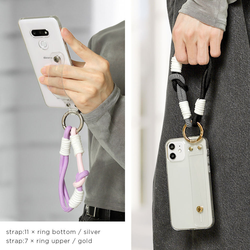 Clear case with colorful hand strap & hand belt, back case for AQUOS series