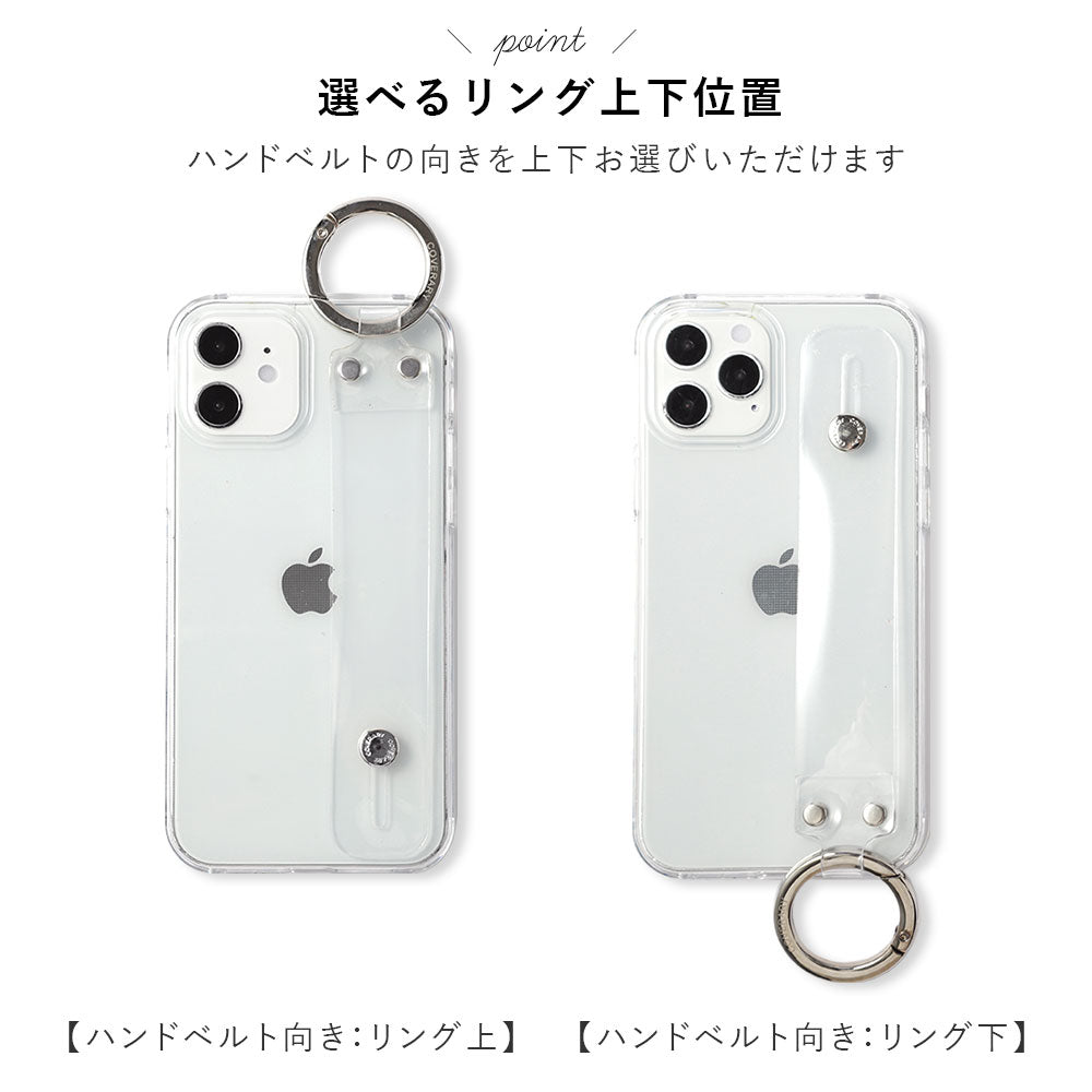 クリアケース カラフルハンドストラップ＆ハンドベルト付き 背面ケース Galaxyシリーズ