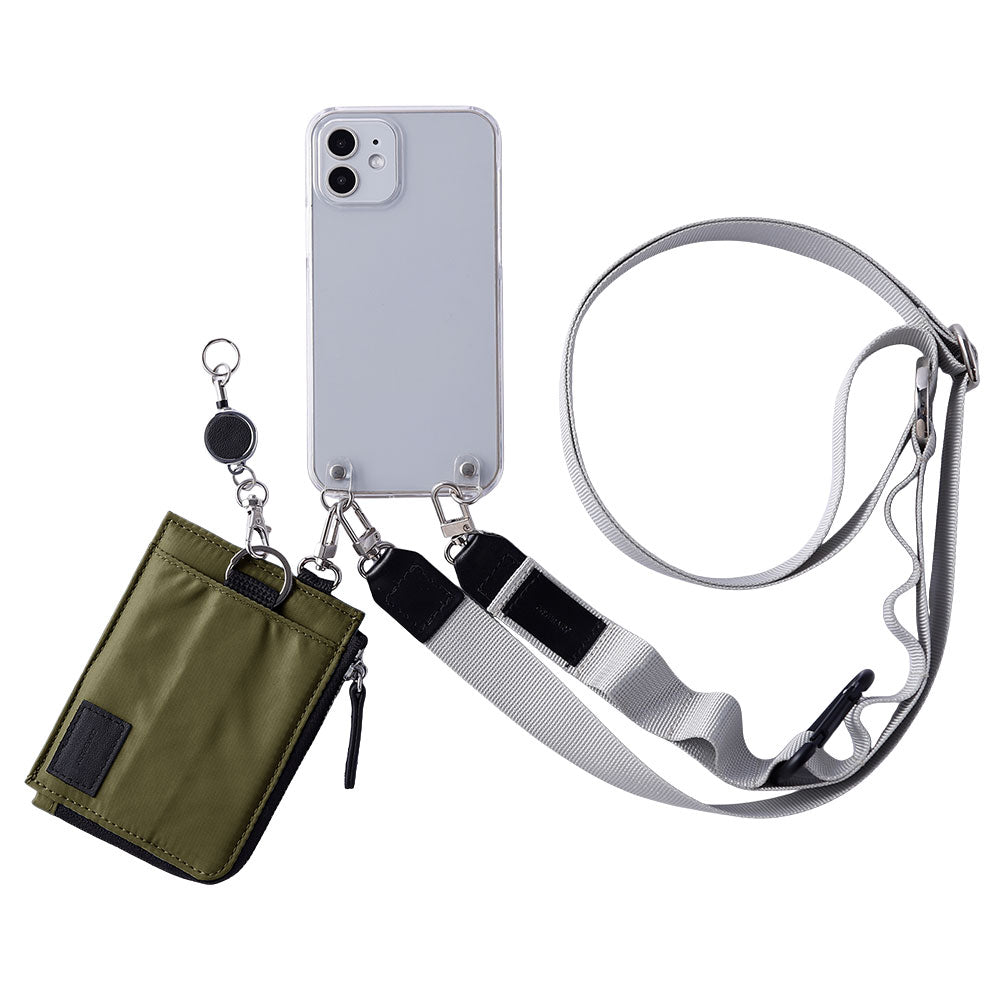 クリアケース ショルダーストラップ＆リール付きファスナーケース付き