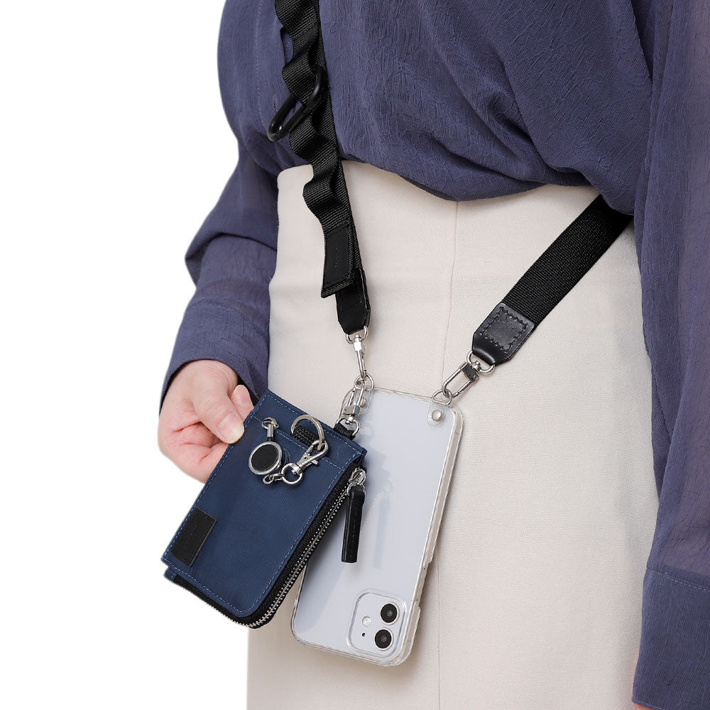 クリアケース ショルダーストラップ＆リール付きファスナーケース付き