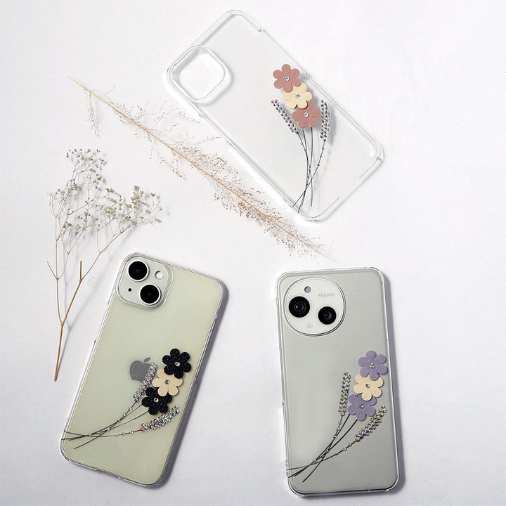 クリアケース レーザー加工 フラワーデコ 背面ケース