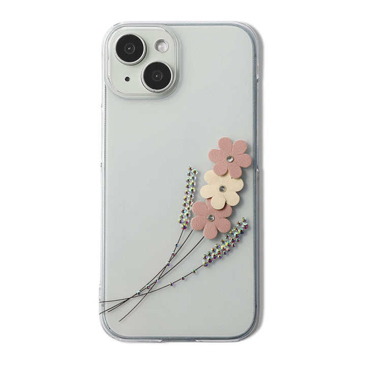 クリアケース レーザー加工 フラワーデコ 背面ケース