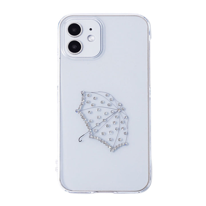 Clear Case Laser Processing Stone Deco Umbrella Back Case AQUOS Series