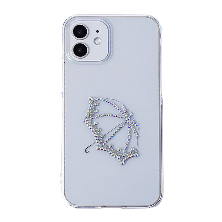 Clear Case Laser Processing Stone Deco Umbrella Back Case Galaxy Series