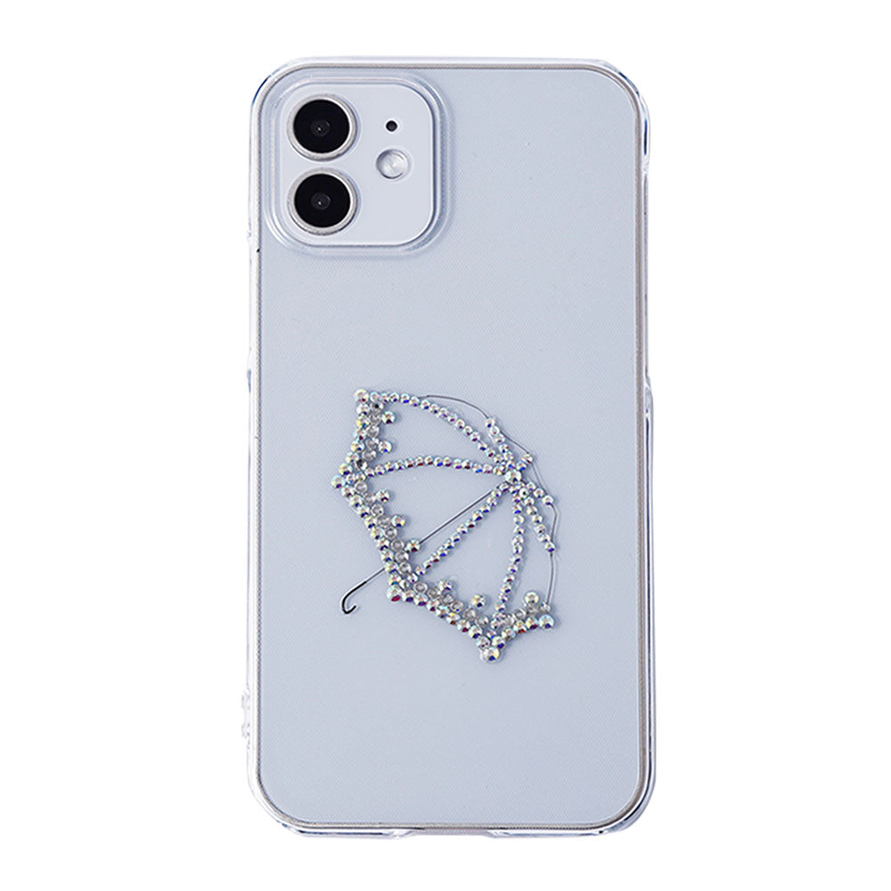 Clear Case Laser Processing Stone Deco Umbrella Back Case Xperia Series