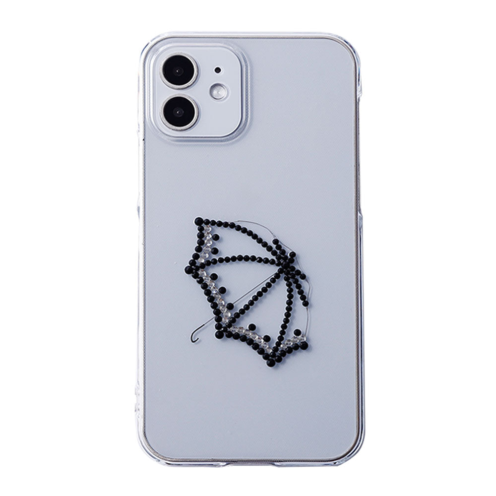 Clear Case Laser Processing Stone Deco Umbrella Back Case Galaxy Series