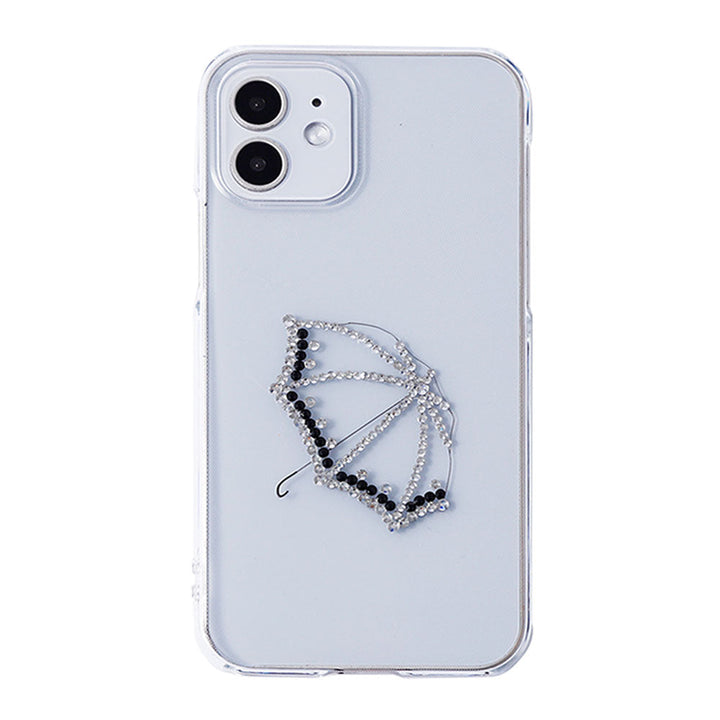 Clear Case Laser Processing Stone Deco Umbrella Back Case AQUOS Series