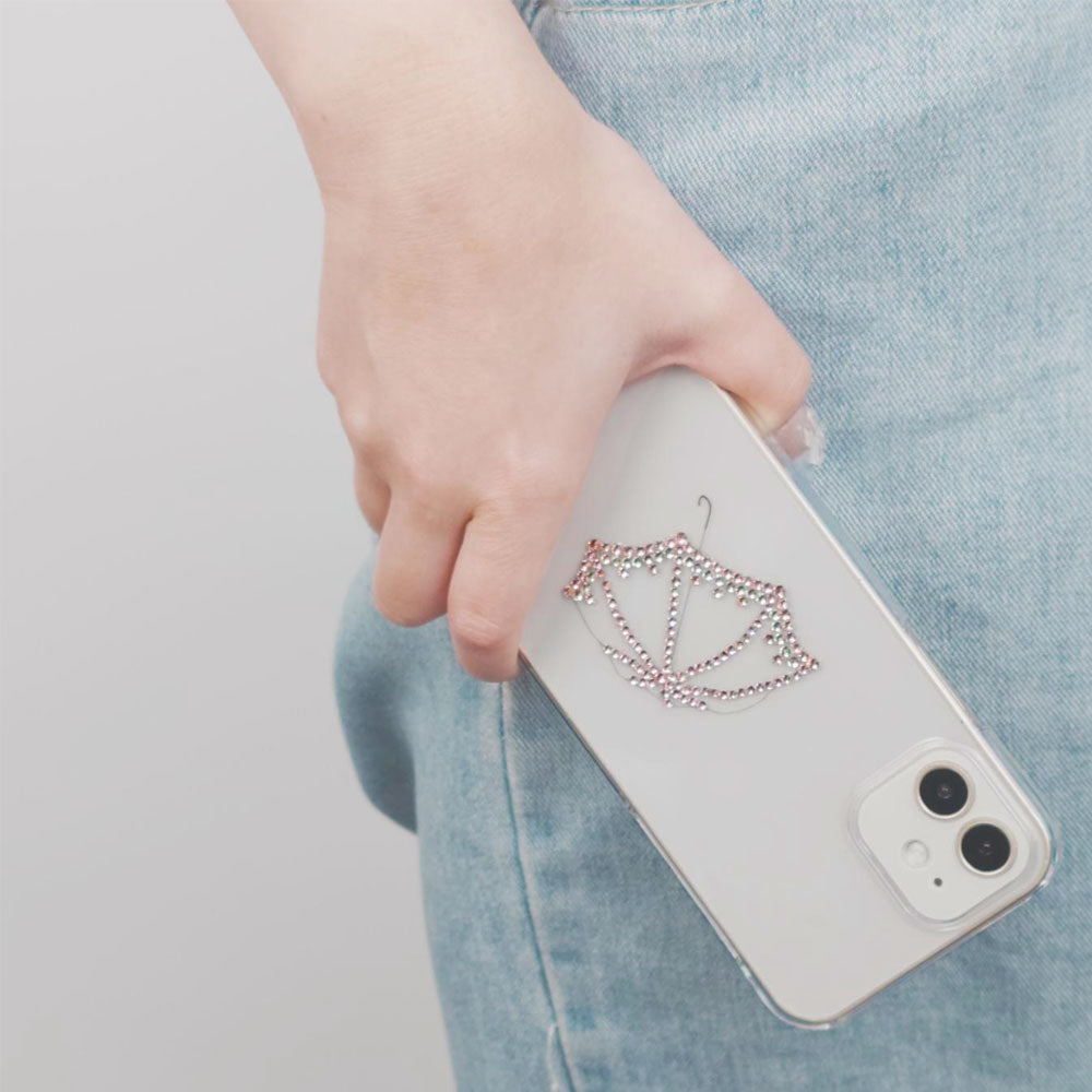 クリアケース レーザー加工 ストーンデコ 雨傘 背面ケース iPhoneシリーズ