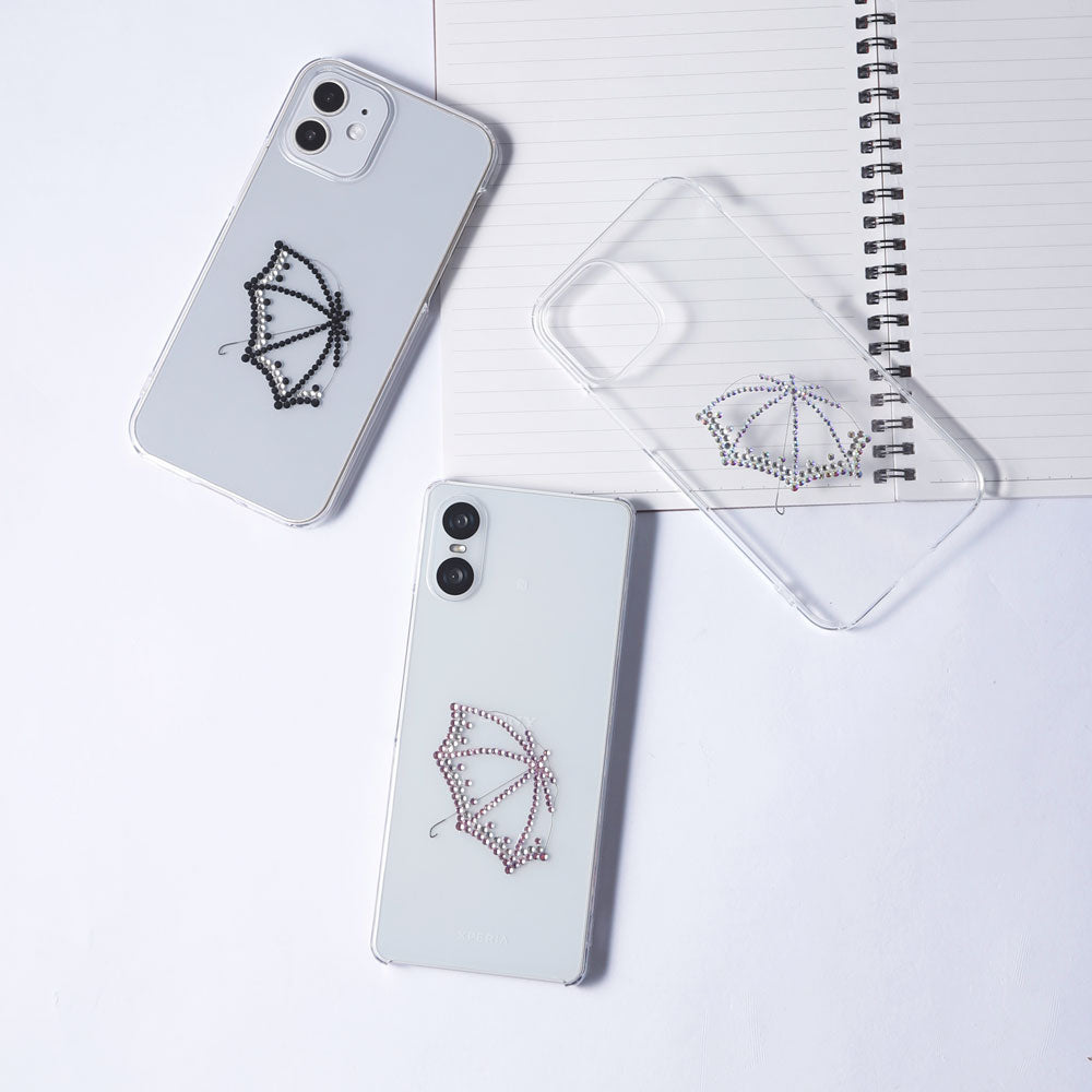 Clear Case Laser Processing Stone Deco Umbrella Back Case AQUOS Series