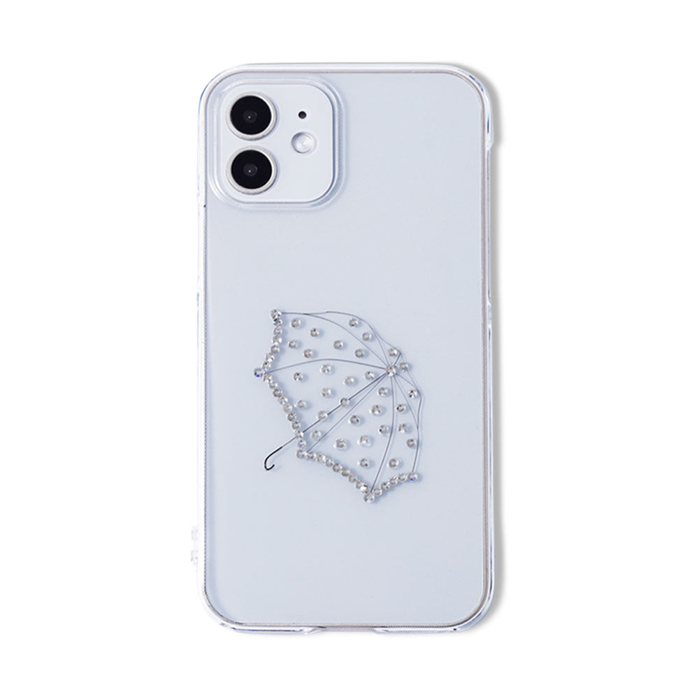 Clear Case Laser Processing Stone Deco Umbrella Back Case AQUOS Series