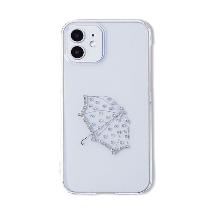 Clear Case Laser Processing Stone Deco Umbrella Back Case Galaxy Series