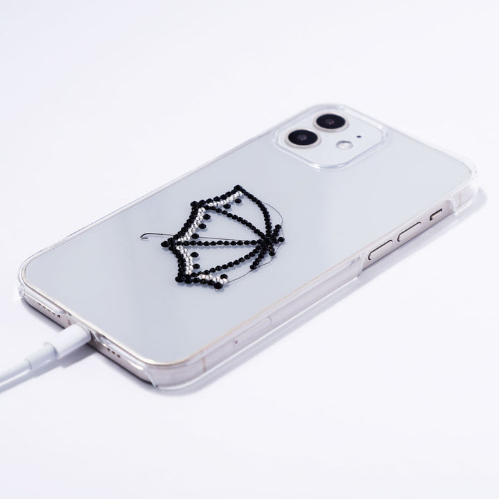 Clear Case Laser Processing Stone Deco Umbrella Back Case Galaxy Series