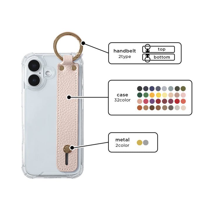 Clear HB Case Genuine Leather 32 Colors Italian Shrink Leather with Hand Belt Back Case