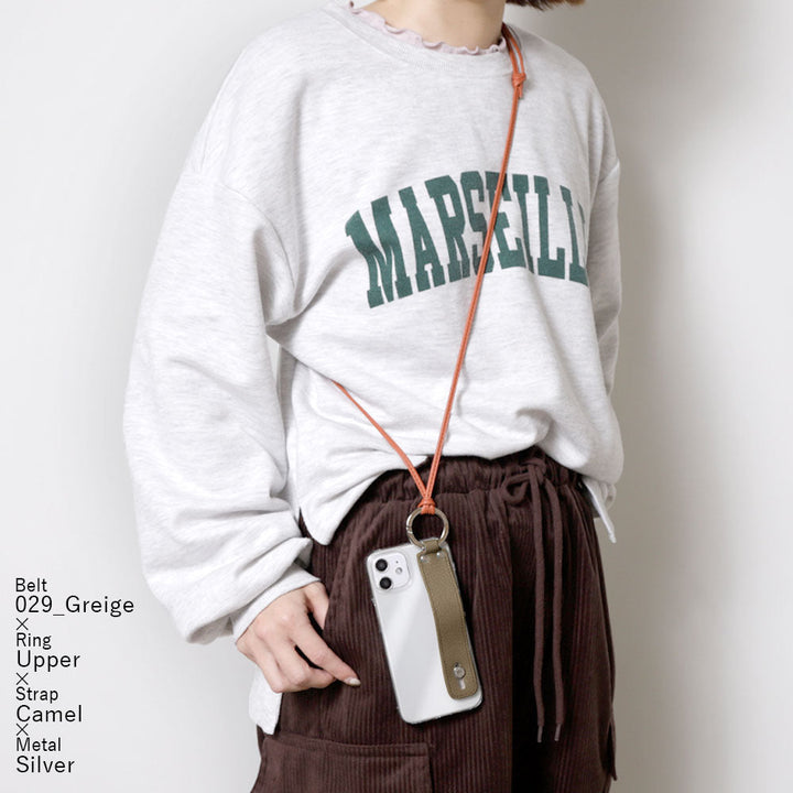 Clear case genuine leather 32 colors Italian shrink leather with hand belt & ring shoulder strap (no metal fitting adjustment) attached back case AQUOS series