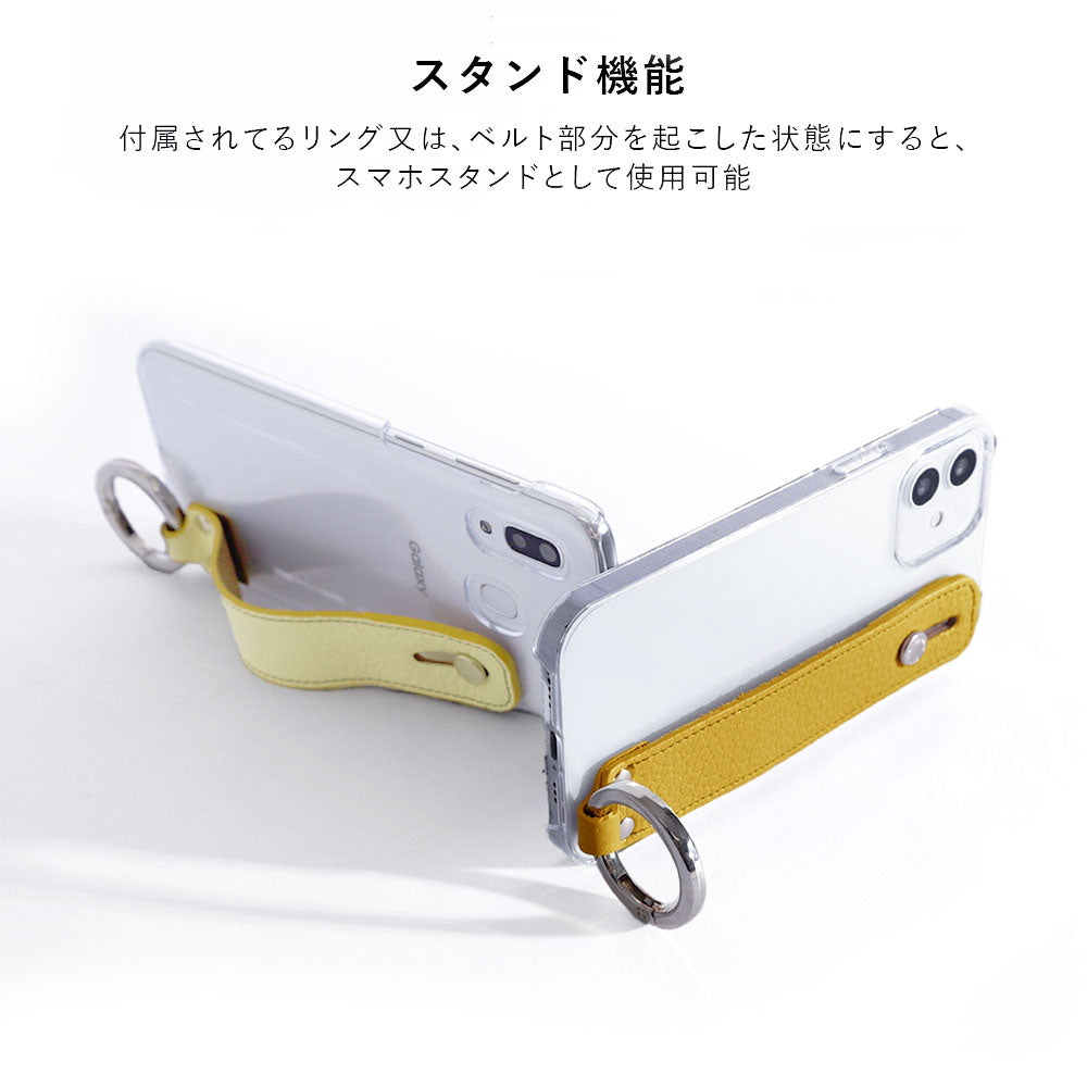 Clear case genuine leather 32 colors Italian shrink leather with hand belt & ring shoulder strap (no metal fitting adjustment) attached back case