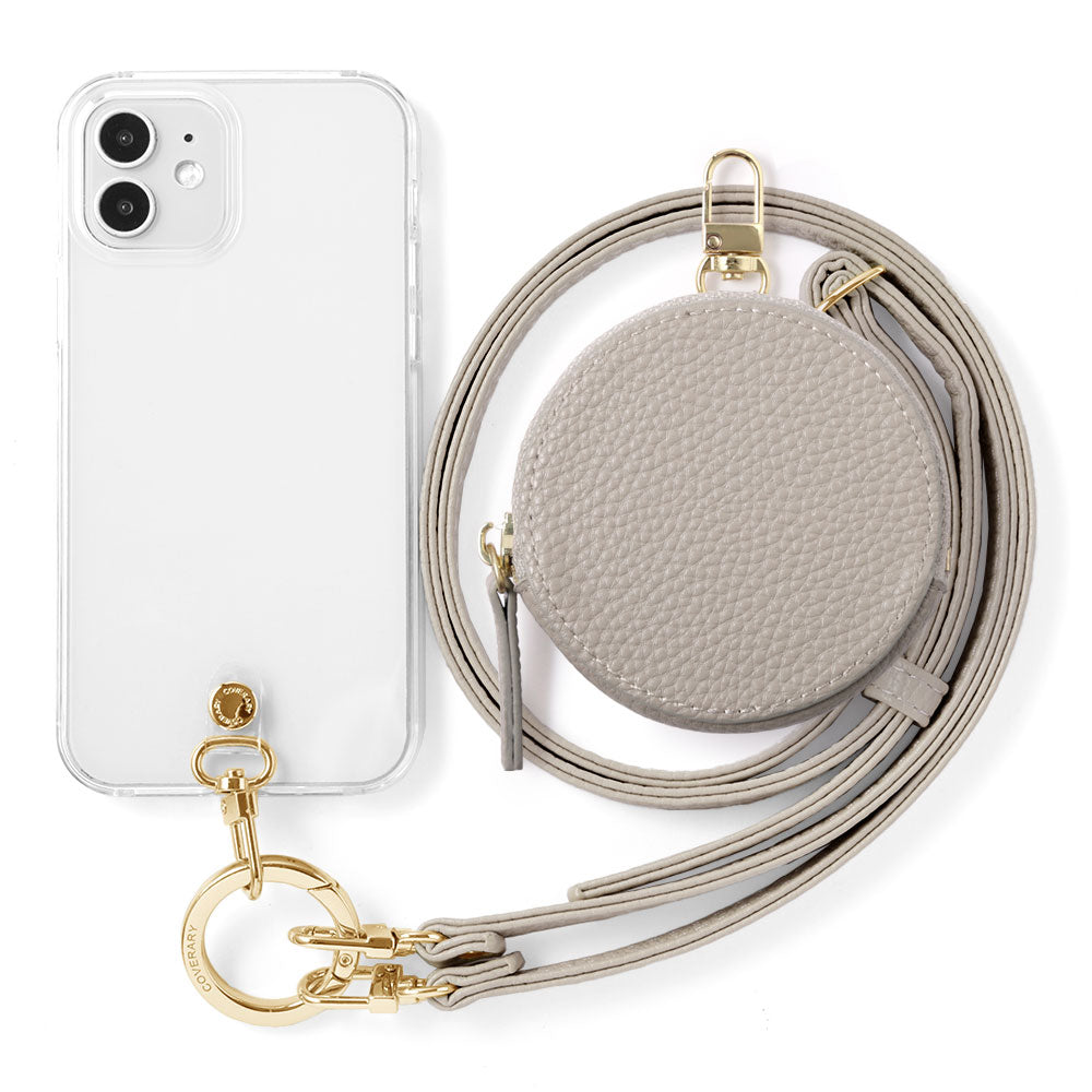 Clear case vegan leather textured with shoulder strap & selectable mini pouch included back case Google Pixel series