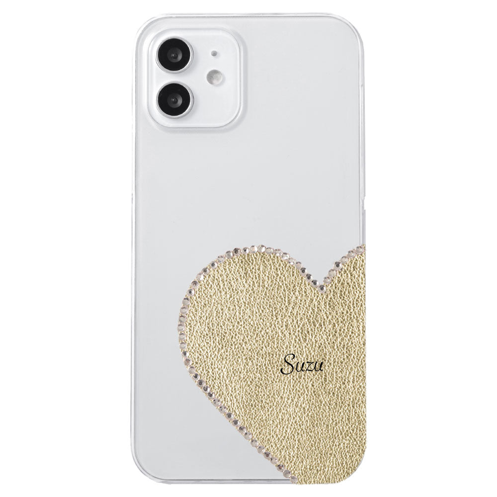Coque transparente en cuir véritable 32 couleurs cuir italien grainé découpe motif cuir nom imprimé décoration pierre coque arrière série iPhone